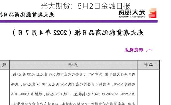 光大期货：8月2日金融日报