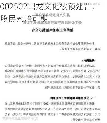 002502鼎龙文化被预处罚，股民索赔可期