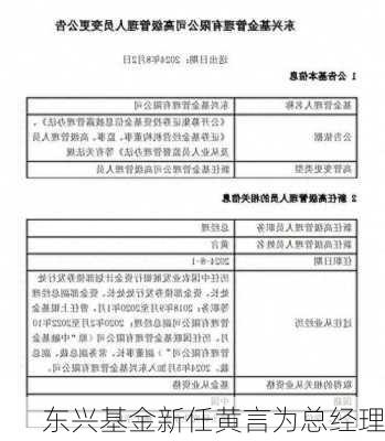 东兴基金新任黄言为总经理