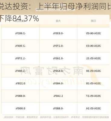 悦达投资：上半年归母净利润同比下降84.37%