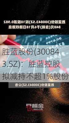 胜蓝股份(300843.SZ)：胜蓝控股拟减持不超1%股份