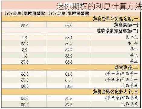 迷你期权的利息计算方法