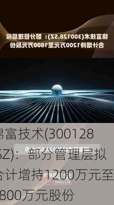 锦富技术(300128.SZ)：部分管理层拟合计增持1200万元至1800万元股份