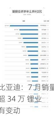 比亚迪：7 月销量超 34 万 锂业有变动