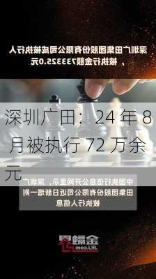 深圳广田：24 年 8 月被执行 72 万余元