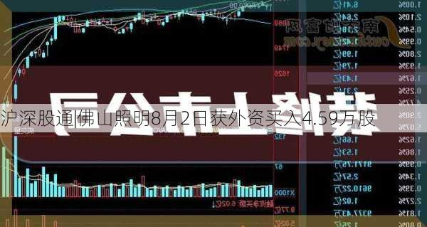 沪深股通|佛山照明8月2日获外资买入4.59万股