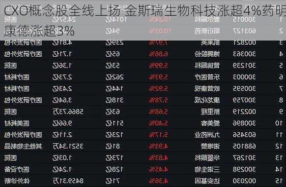 CXO概念股全线上扬 金斯瑞生物科技涨超4%药明康德涨超3%