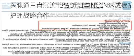 医脉通早盘涨逾13% 近日与NCCN达成癌症护理战略合作