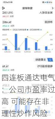 四连板通达电气：公司市盈率过高 可能存在非理性炒作风险