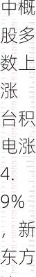 周二热门中概股多数上涨 台积电涨4.9%，新东方涨13.4%