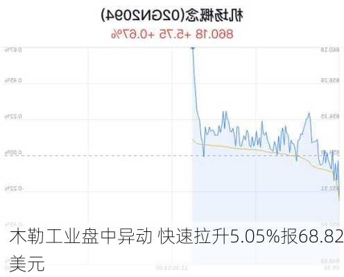 木勒工业盘中异动 快速拉升5.05%报68.82美元