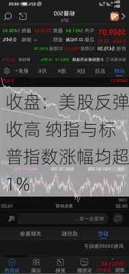 收盘：美股反弹收高 纳指与标普指数涨幅均超1%