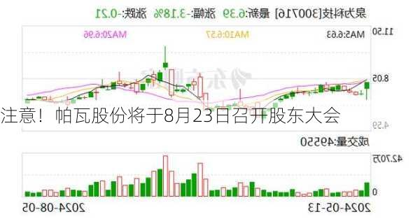 注意！帕瓦股份将于8月23日召开股东大会