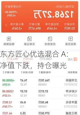 东方匠心优选混合 A：净值下跌，持仓曝光