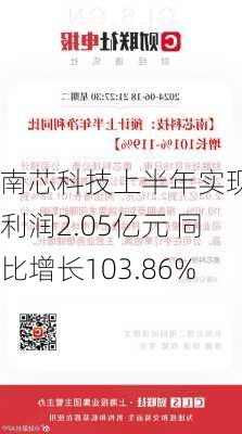 南芯科技上半年实现净利润2.05亿元 同比增长103.86%