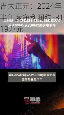 吉大正元：2024年半年度净利润约-3119万元