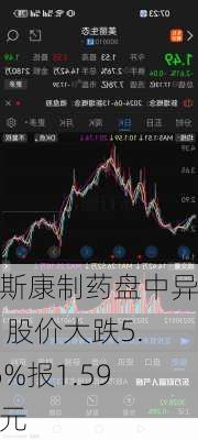 莱斯康制药盘中异动 股价大跌5.36%报1.59美元