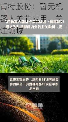 肯特股份：暂无机器人关节应用，关注领域