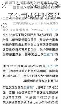 又一上市公司被立案，子公司或涉财务造假