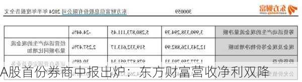 A股首份券商中报出炉：东方财富营收净利双降