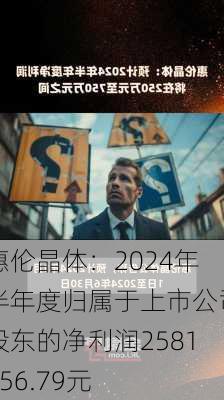 惠伦晶体：2024年半年度归属于上市公司股东的净利润2581356.79元