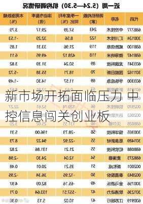 新市场开拓面临压力 中控信息闯关创业板