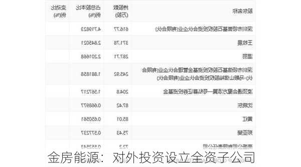 金房能源：对外投资设立全资子公司