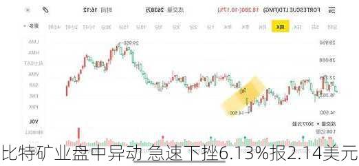 比特矿业盘中异动 急速下挫6.13%报2.14美元