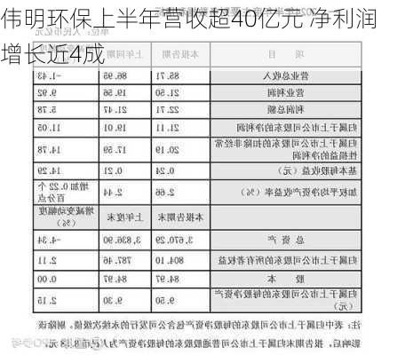 伟明环保上半年营收超40亿元 净利润增长近4成