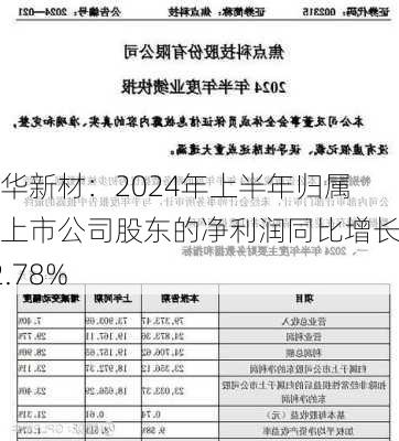 隆华新材：2024年上半年归属于上市公司股东的净利润同比增长12.78%