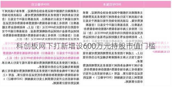 科创板网下打新增设600万元持股市值门槛