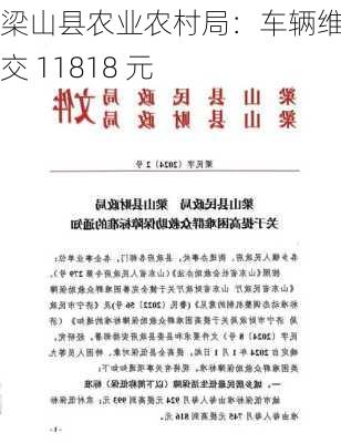 梁山县农业农村局：车辆维修成交 11818 元