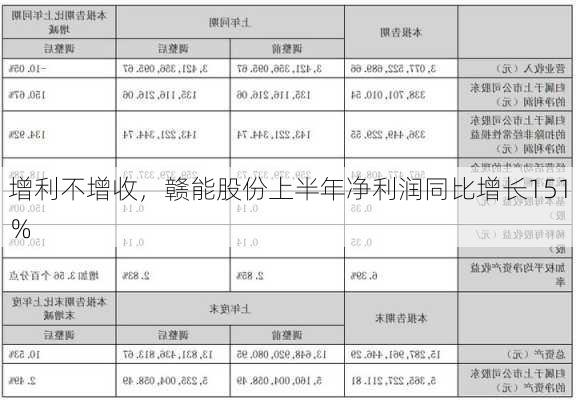 增利不增收，赣能股份上半年净利润同比增长151％