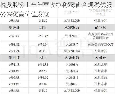 税友股份上半年营收净利双增 合规税优服务深化高价值发展