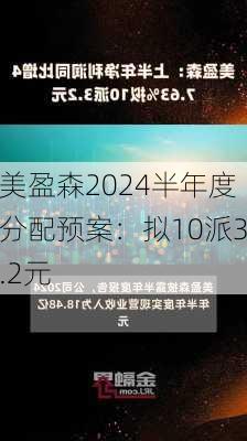 美盈森2024半年度分配预案：拟10派3.2元