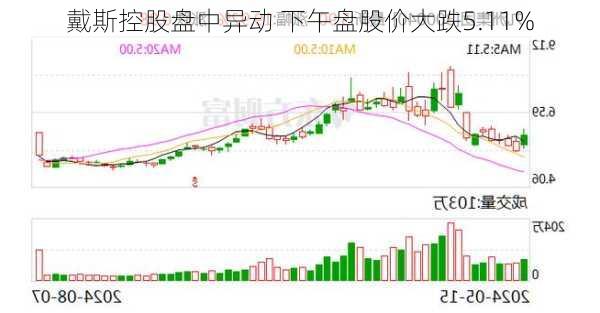 戴斯控股盘中异动 下午盘股价大跌5.11%