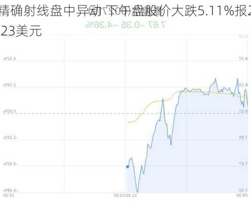 精确射线盘中异动 下午盘股价大跌5.11%报2.23美元