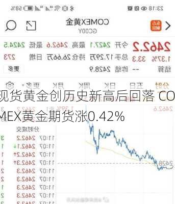 现货黄金创历史新高后回落 COMEX黄金期货涨0.42%