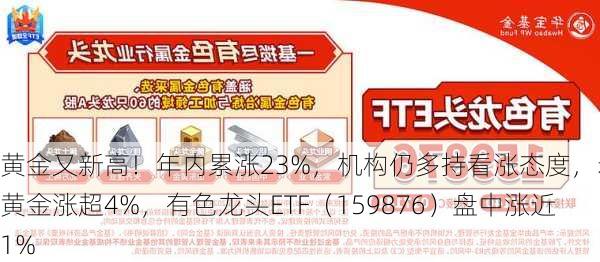 黄金又新高！年内累涨23%，机构仍多持看涨态度，赤峰黄金涨超4%，有色龙头ETF（159876）盘中涨近1%