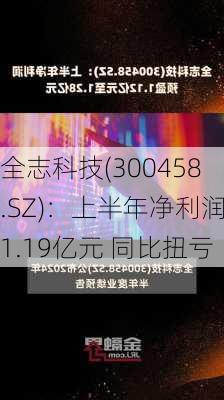 全志科技(300458.SZ)：上半年净利润1.19亿元 同比扭亏