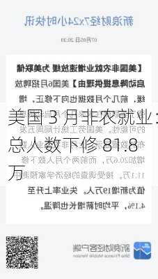 美国 3 月非农就业：总人数下修 81.8 万