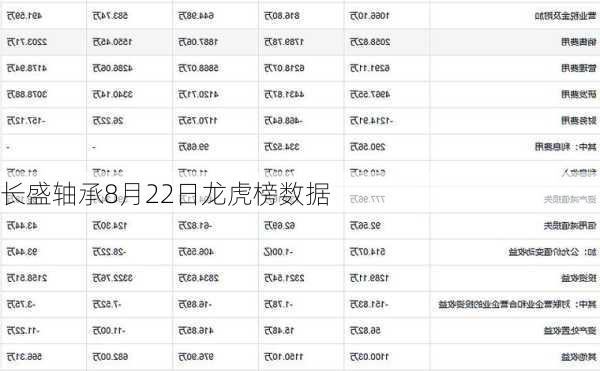 长盛轴承8月22日龙虎榜数据