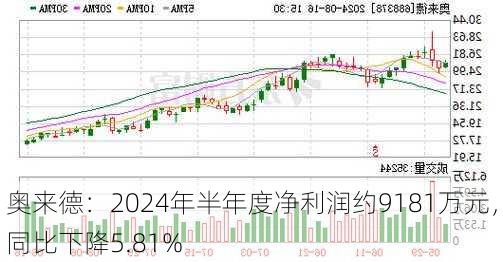 奥来德：2024年半年度净利润约9181万元，同比下降5.81%