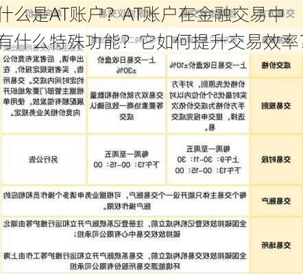 什么是AT账户？AT账户在金融交易中有什么特殊功能？它如何提升交易效率？