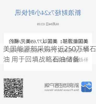 美国能源部采购将近250万桶石油 用于回填战略石油储备