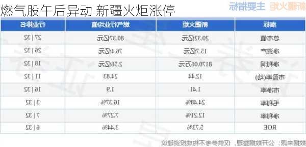 燃气股午后异动 新疆火炬涨停