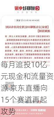 每月追投10亿元现金和流量资源 京东直播向15个赛道再起攻势