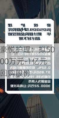 豪悦护理：拟5000万元-1亿元回购股份