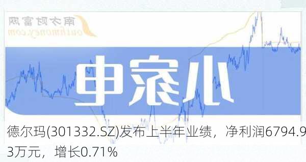 德尔玛(301332.SZ)发布上半年业绩，净利润6794.93万元，增长0.71%