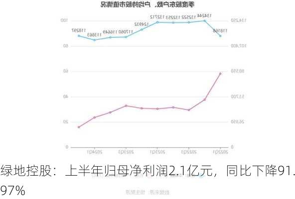 绿地控股：上半年归母净利润2.1亿元，同比下降91.97%